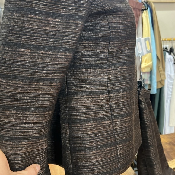 STUNNING Kasper Metallic Shine 2-Pc Suit Skirt & Blazer Size 4 Black Brown Women - Picture 6 of 9